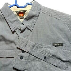 Eddie Bauer Men's Button Up Dress Shirt Grey Size‎ Large